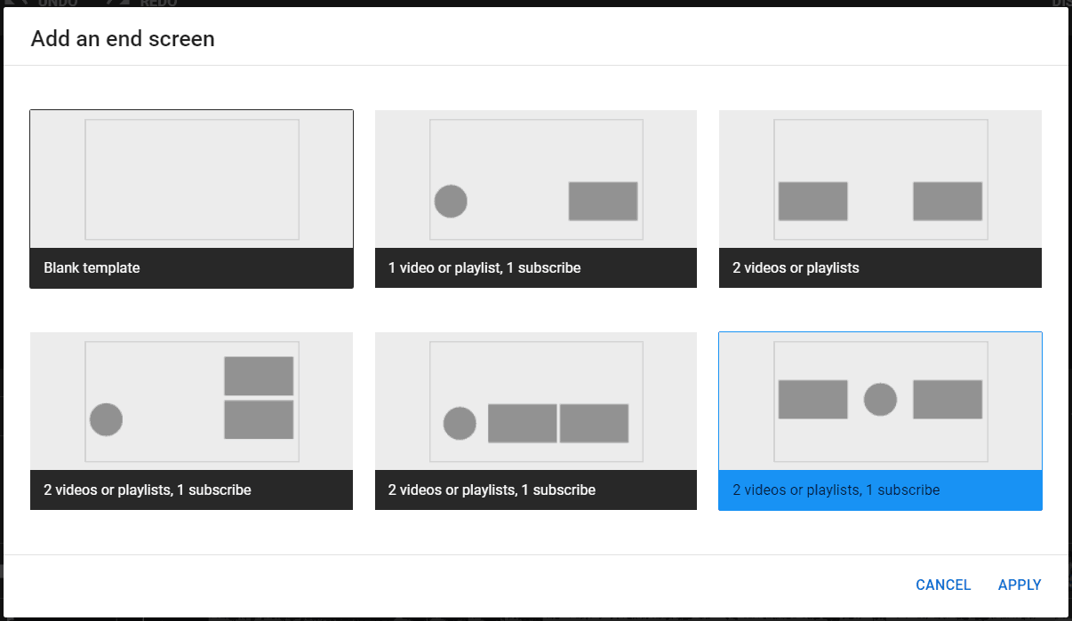 Opciones de pantalla final