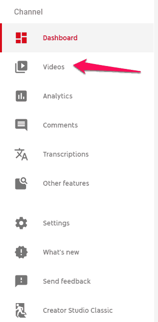 Haga clic en Videos debajo del canal