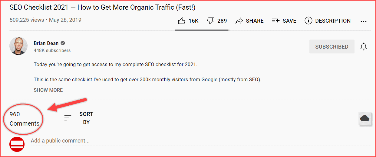 Statistik komentar YouTube
