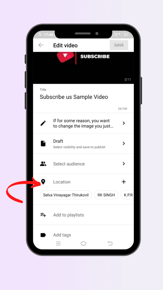 Хэштег местоположения на видео YouTube