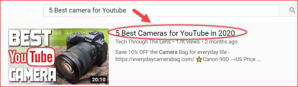 Parola chiave video all'inizio del titolo