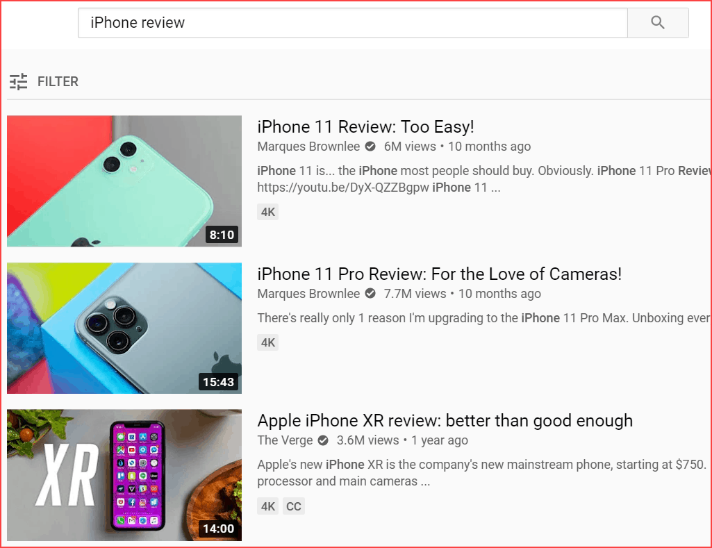 Ricerca per parole chiave recensione iPhone - Suggerimenti per YouTube