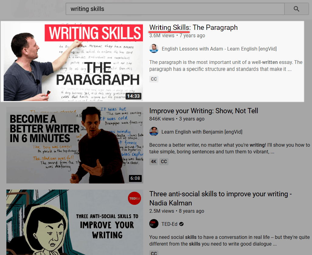 Kata kunci di awal judul video YouTube