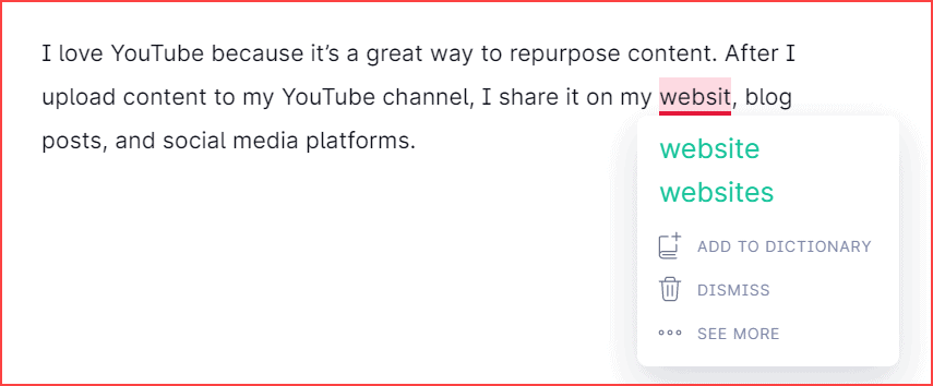 Trova errori di ortografia di Grammarly