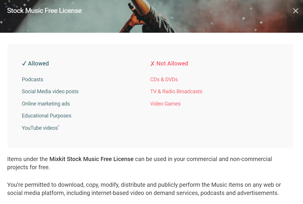 MixKit 무료 라이선스 표준