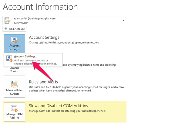 حسابات متعددة في Outlook Multiple Outlook Accounts