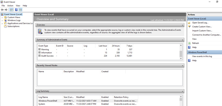 Ereignisanzeige Event Viewer