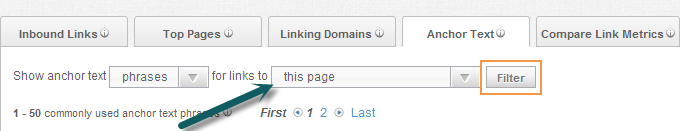 ตัวกรองข้อความ Anchor Open Site Anchor Text Filter Open Site Explorer
