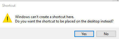 Shortcut-Fehlermeldung Shortcut Error Message