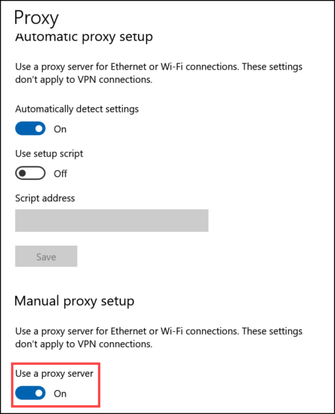 Turn Off Proxy Server