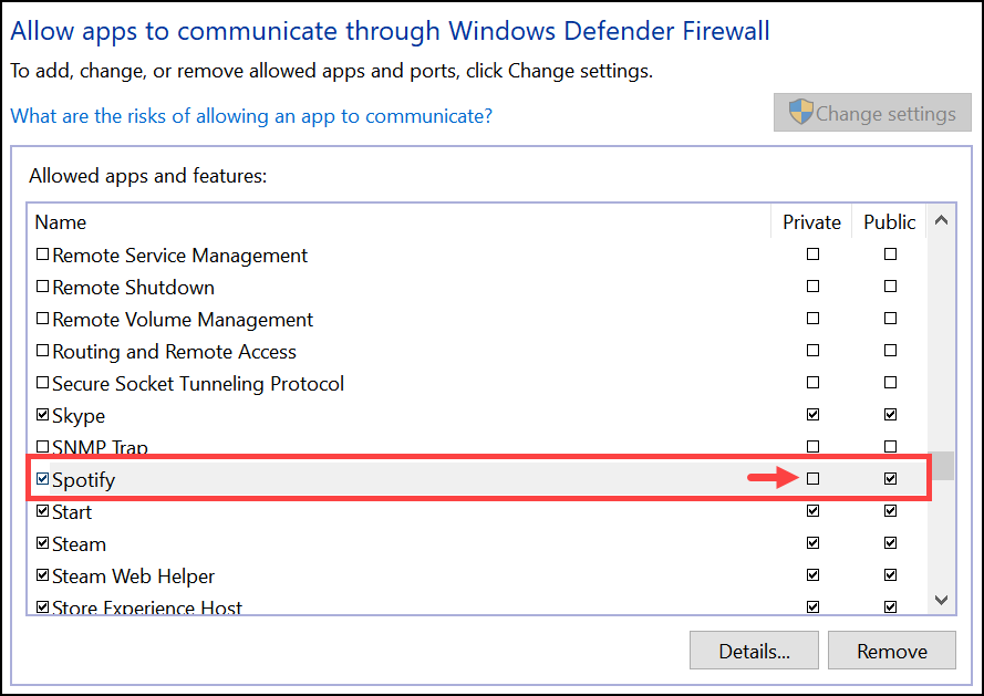 Allow Private Firewall
