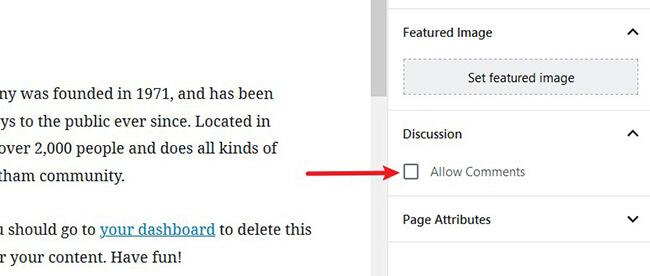 odznacz zezwalaj na komentarze