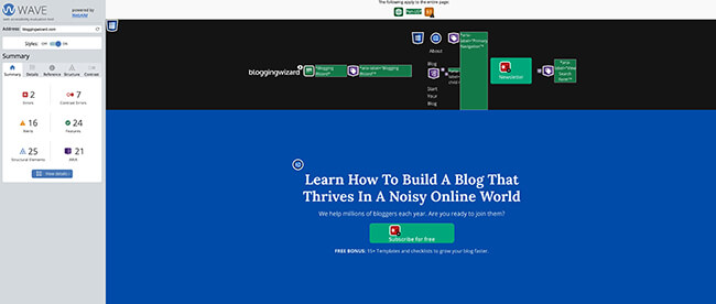博客向导的 WAVE 结果