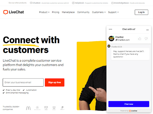 homepage della chat live