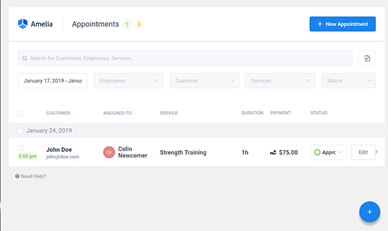 Compromissos de visualização de lista da perspectiva do webmaster