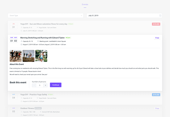 Calendarul evenimentelor Amelia