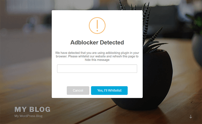 ตัวอย่างประกาศ adblock อย่างง่าย
