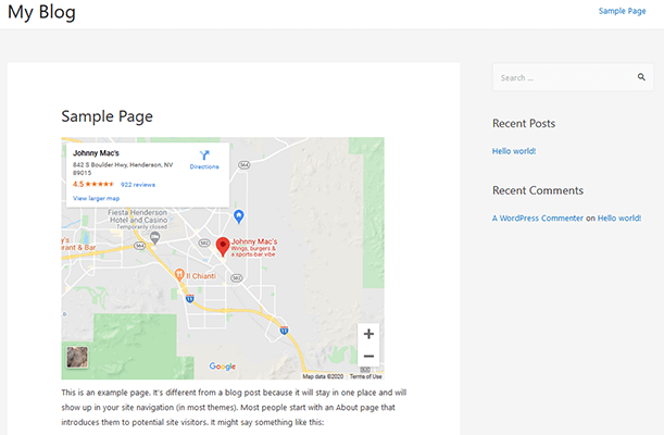 exemple de page google map