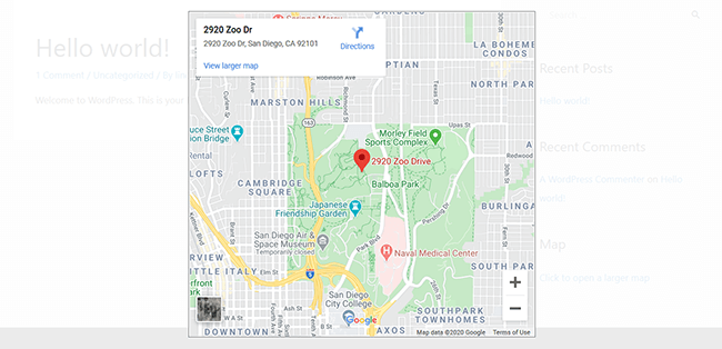 exemple de widget de carte