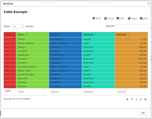 Предварительный просмотр таблицы с изменениями
