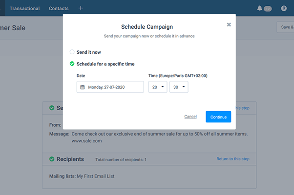 запланировать смс-рассылку