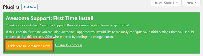 asistente de configuración del sistema de soporte