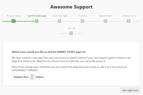 ubicación del menú de tickets de soporte