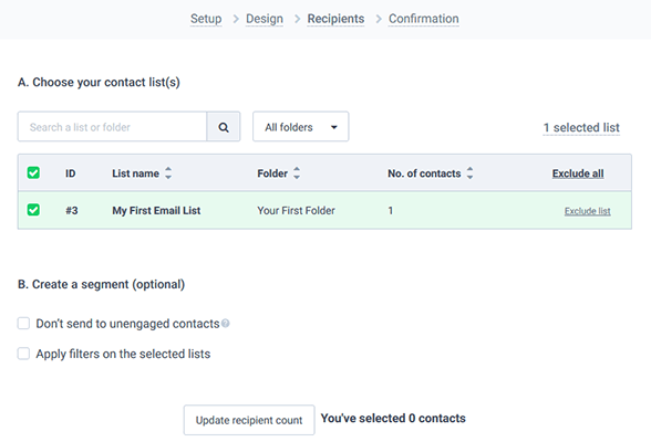 pilih penerima kampanye