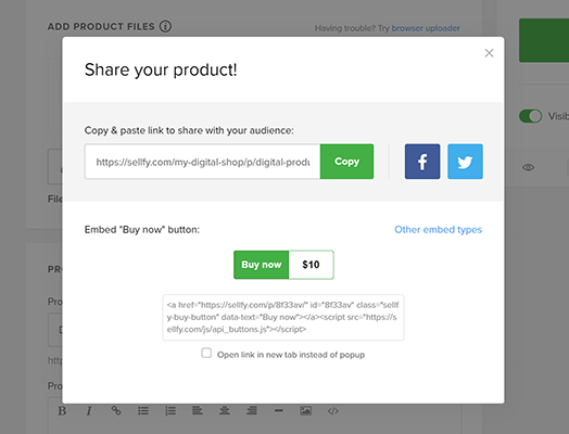 bagikan produk dan beli sekarang tombol