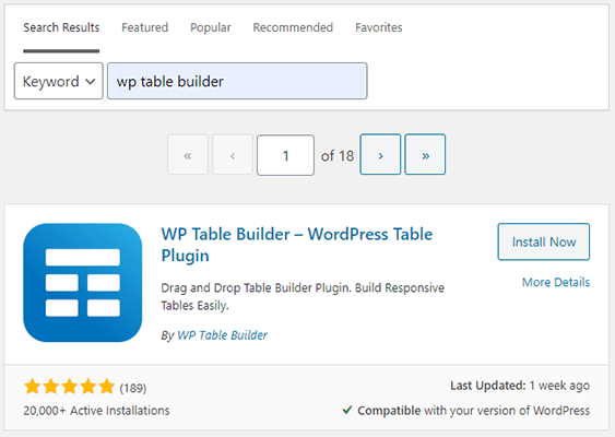02 بحث WP Table Builder