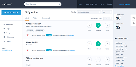 QAEngineナレッジベースのWordPressテーマ