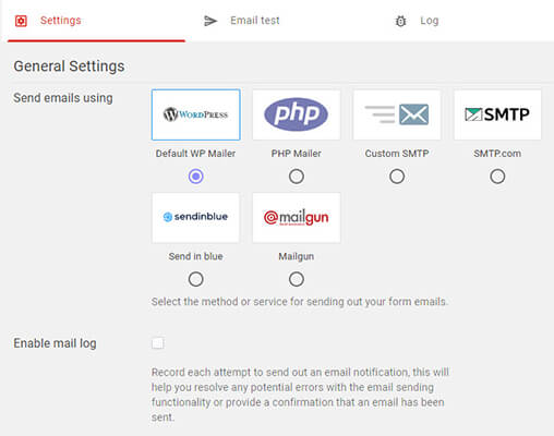 Kali Forms SMTP ayarları