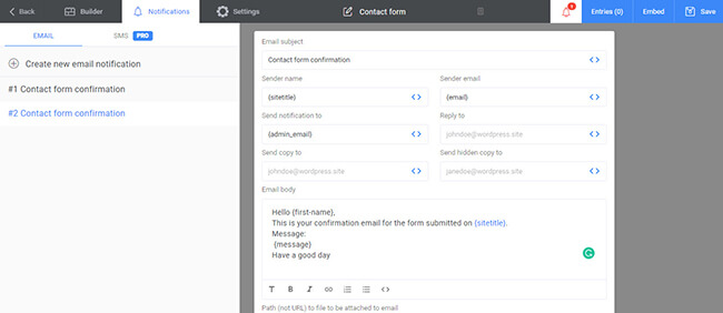 Mesajı düzenlemek için bildirim sekmesi