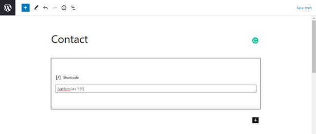 Kısa kodu Gutenberg bloğuna yapıştırın