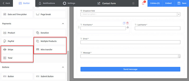 Premium alanları sürükleyip bırakın
