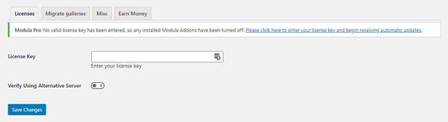 Введите лицензионный ключ для Modula