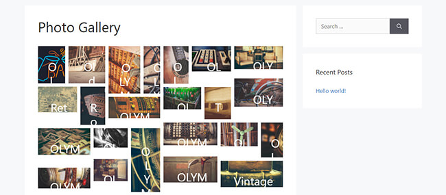 Дизайн галереи с настройками по умолчанию