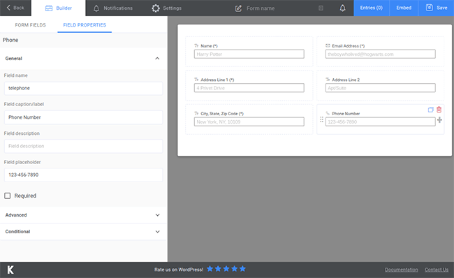 kali 表单字段属性