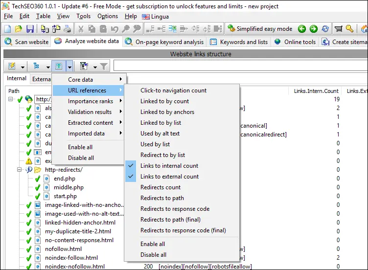 mengontrol kolom data mana yang terlihat