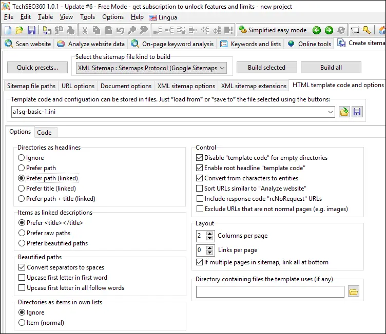 peta situs HTML khusus