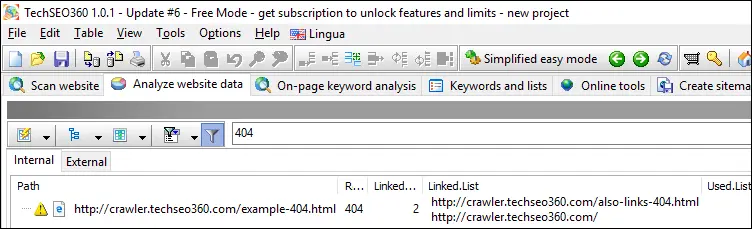 URL tidak ditemukan laporan