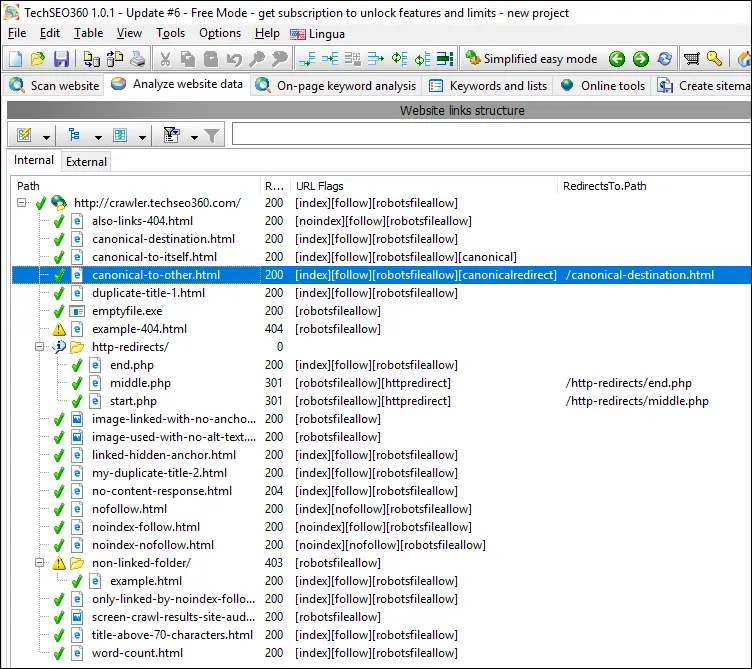 contoh visibilitas kolom data diaktifkan