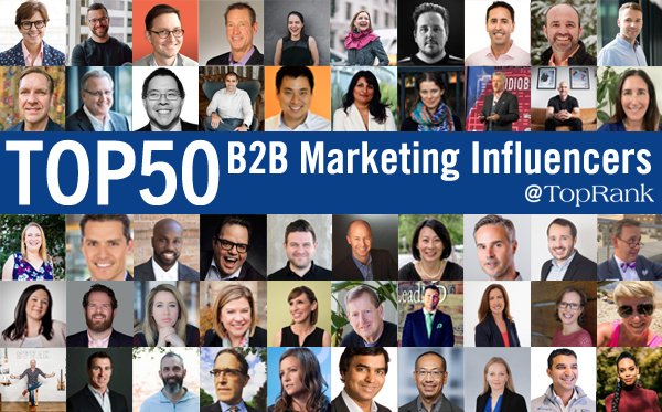 50 principais influenciadores, especialistas e palestrantes de marketing B2B para seguir em 2022 Imagem de colagem