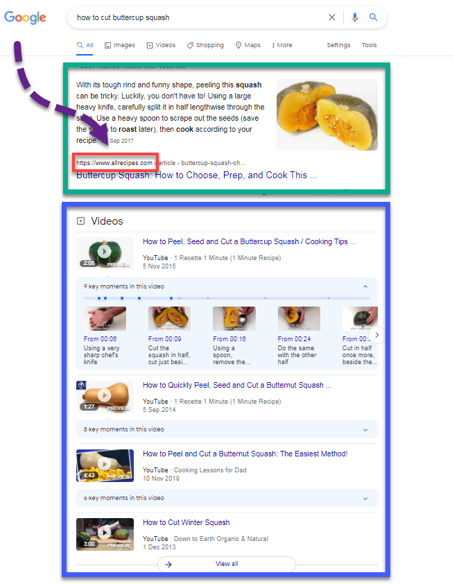 يعرض Google SERP مقتطفًا مميزًا