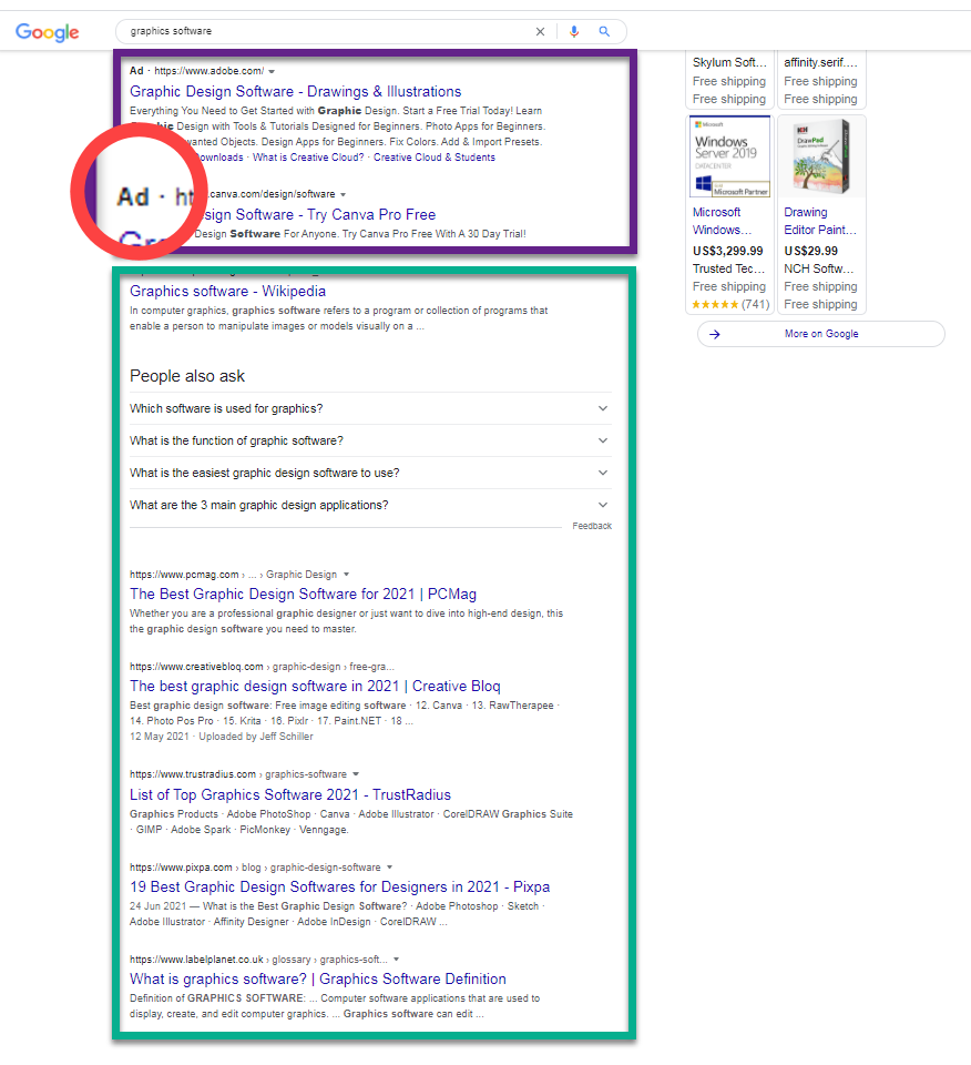 جوجل سيرب يعرض الإعلانات