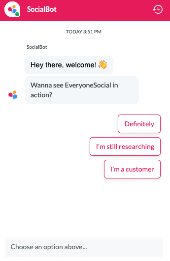 Exemplo de chatbot no EveryoneSocial.