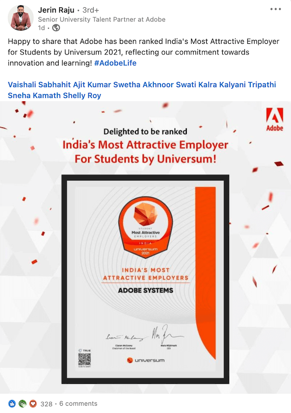 #AdobeLife Exemple de publication sociale.