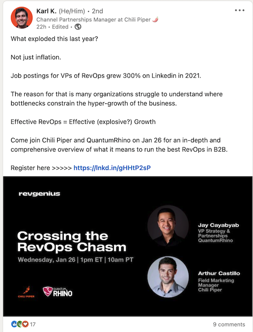 Chili Piper Post Exemple.