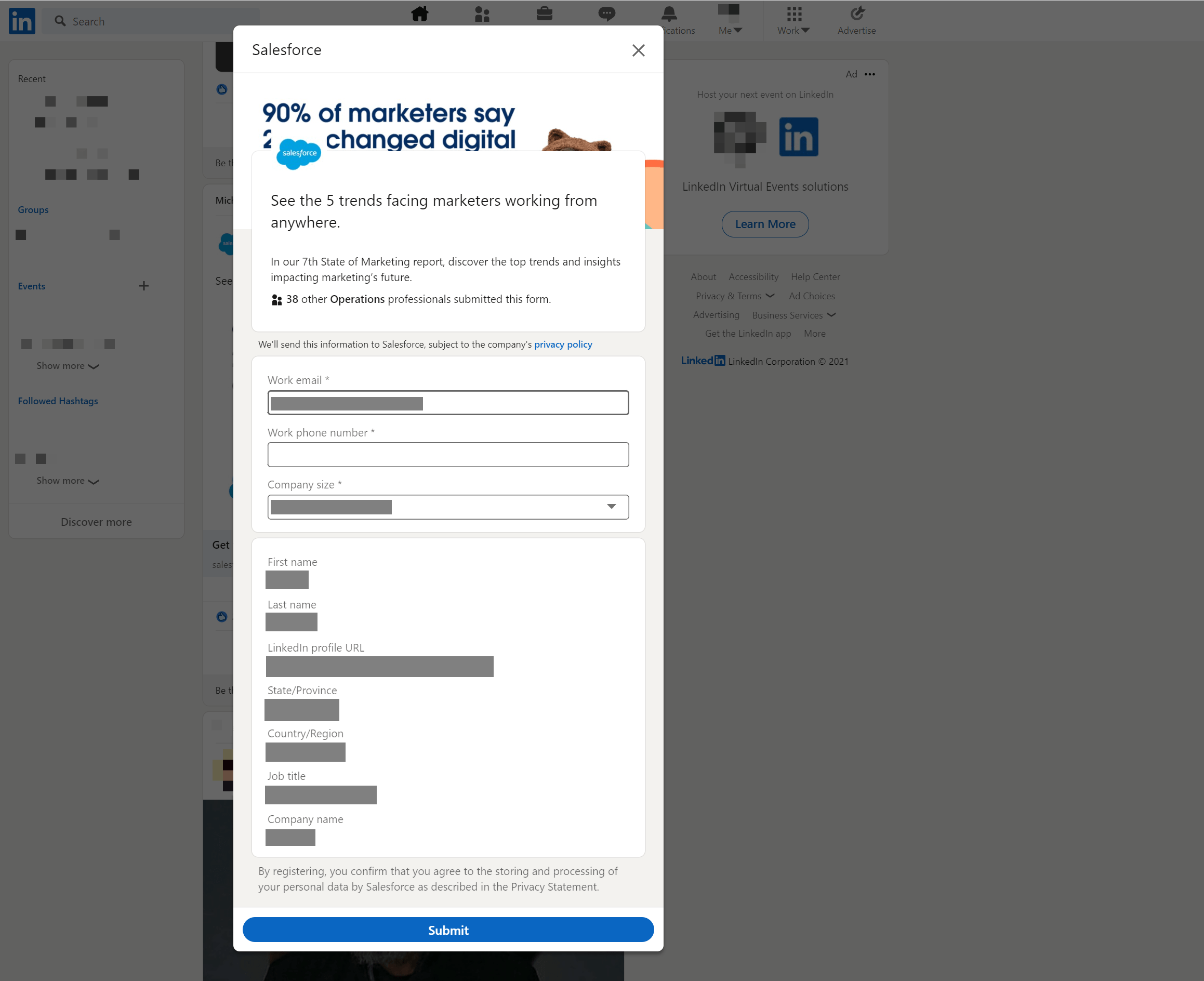 Salesforce 的 LinkedIn Lead Gen 广告