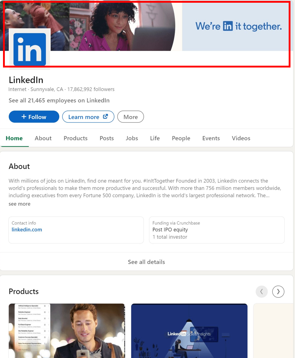 LinkedIn的公司页面